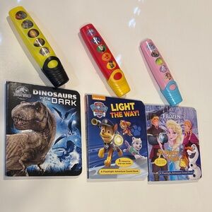 Interactive Sound Book Set with Flashlight - Dinosaurs, PAW Patrol, Frozen